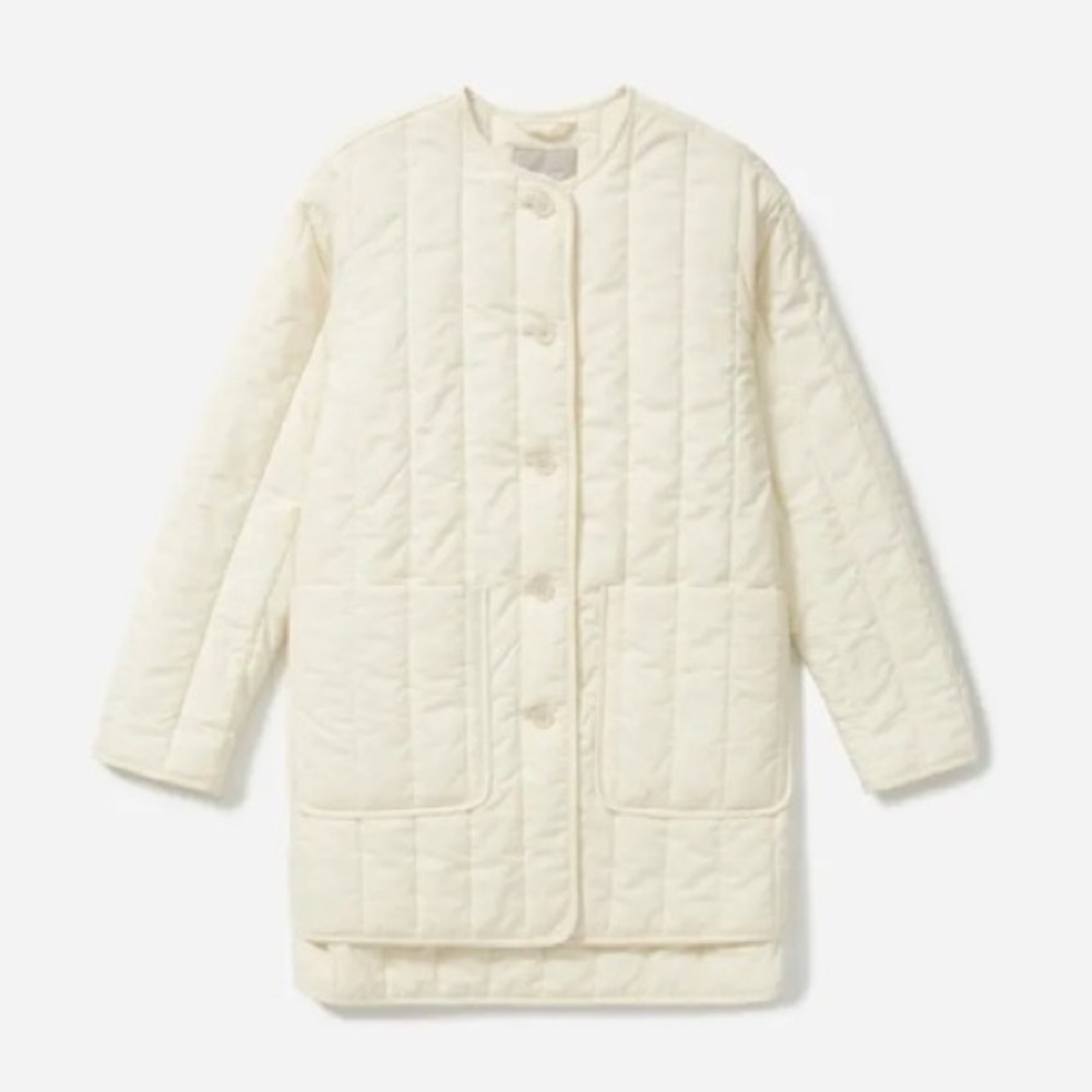 Everlane Quilted Cotton Midi Chore Barn Jacket Ecru Cream size XSmall